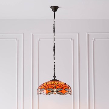 Endon 64081 - Lustre Tiffany DRAGONFLY suspenso por corrente, 3xE27/60W/230V, Ø 41 cm