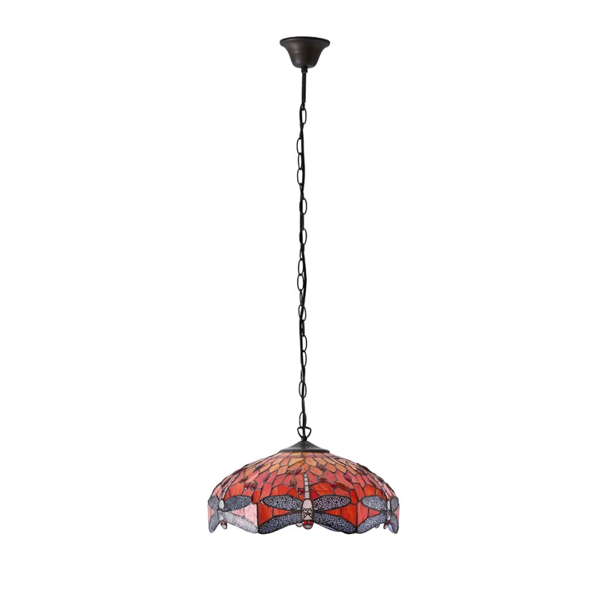 Endon 64081 - Lustre Tiffany DRAGONFLY suspenso por corrente, 3xE27/60W/230V, Ø 41 cm