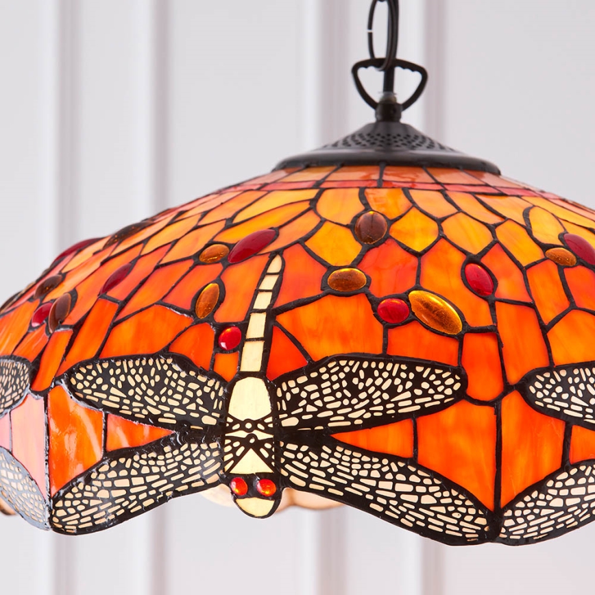 Endon 64081 - Lustre Tiffany DRAGONFLY suspenso por corrente, 3xE27/60W/230V, Ø 41 cm