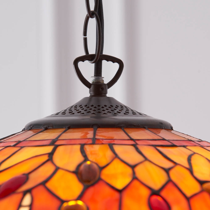 Endon 64081 - Lustre Tiffany DRAGONFLY suspenso por corrente, 3xE27/60W/230V, Ø 41 cm