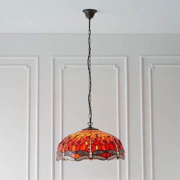 Endon 64082 - Lustre com corrente Tiffany DRAGONFLY 3xE27/60W/230V Ø 50 cm