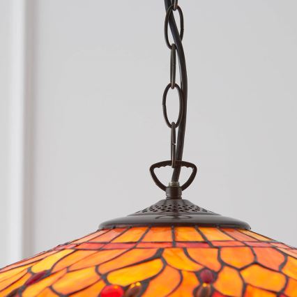 Endon 64082 - Lustre com corrente Tiffany DRAGONFLY 3xE27/60W/230V Ø 50 cm