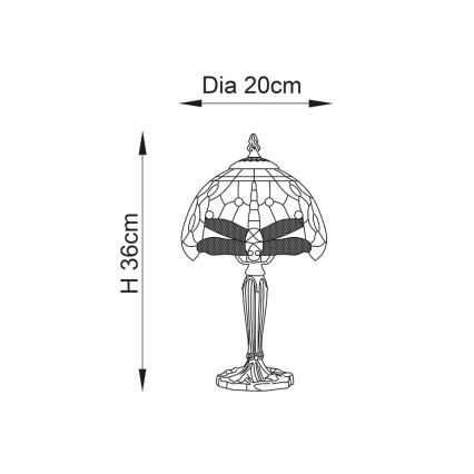 Endon 64088 - Candeeiro de mesa Tiffany DRAGONFLY 1xE14/7W/230V Ø 20 cm
