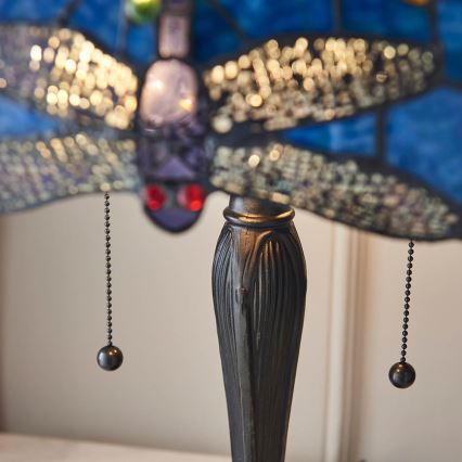 Endon 64089 - Candeeiro de mesa Tiffany DRAGONFLY 2xE27/60W/230V diâmetro 41 cm