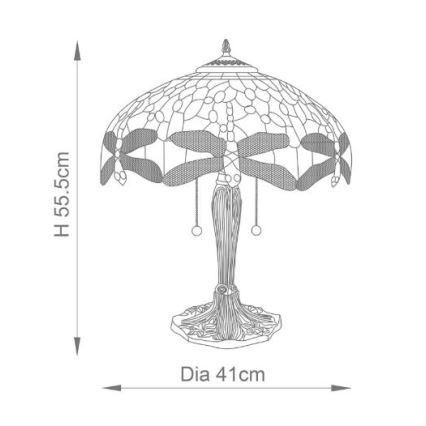 Endon 64089 - Candeeiro de mesa Tiffany DRAGONFLY 2xE27/60W/230V diâmetro 41 cm