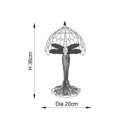 Endon 64091 - Candeeiro de mesa Tiffany DRAGONFLY 1xE14/7W/230V Ø 20 cm