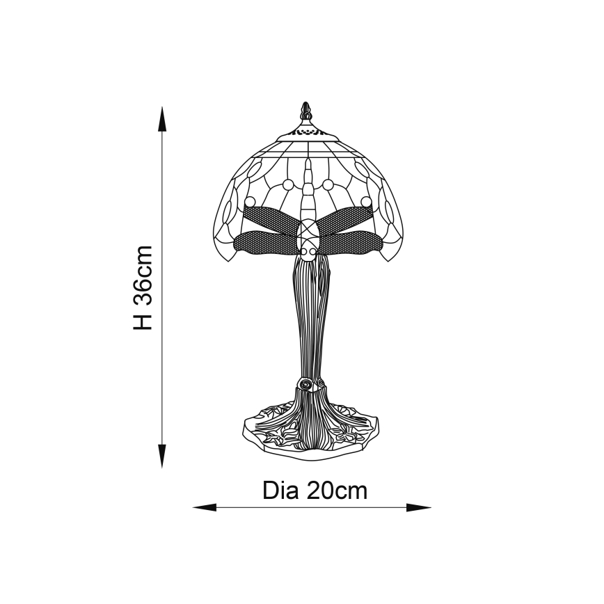 Endon 64091 - Candeeiro de mesa Tiffany DRAGONFLY 1xE14/7W/230V Ø 20 cm