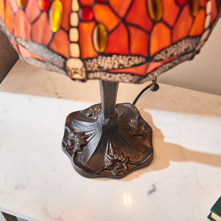 Endon 64092 - Candeeiro de mesa Tiffany DRAGONFLY 2xE27/60W/230V, diâmetro 30 cm