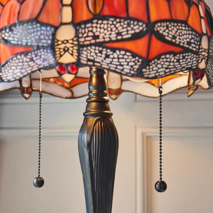 Endon 64092 - Candeeiro de mesa Tiffany DRAGONFLY 2xE27/60W/230V, diâmetro 30 cm