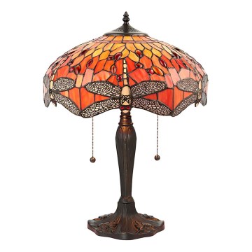 Endon 64093 - Candeeiro de mesa Tiffany DRAGONFLY, 2x E27/60W/230V, Ø 41 cm