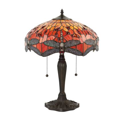 Endon 64093 - Candeeiro de mesa Tiffany DRAGONFLY, 2x E27/60W/230V, Ø 41 cm