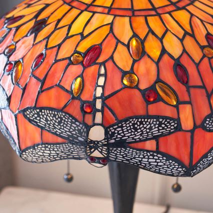 Endon 64093 - Candeeiro de mesa Tiffany DRAGONFLY, 2x E27/60W/230V, Ø 41 cm