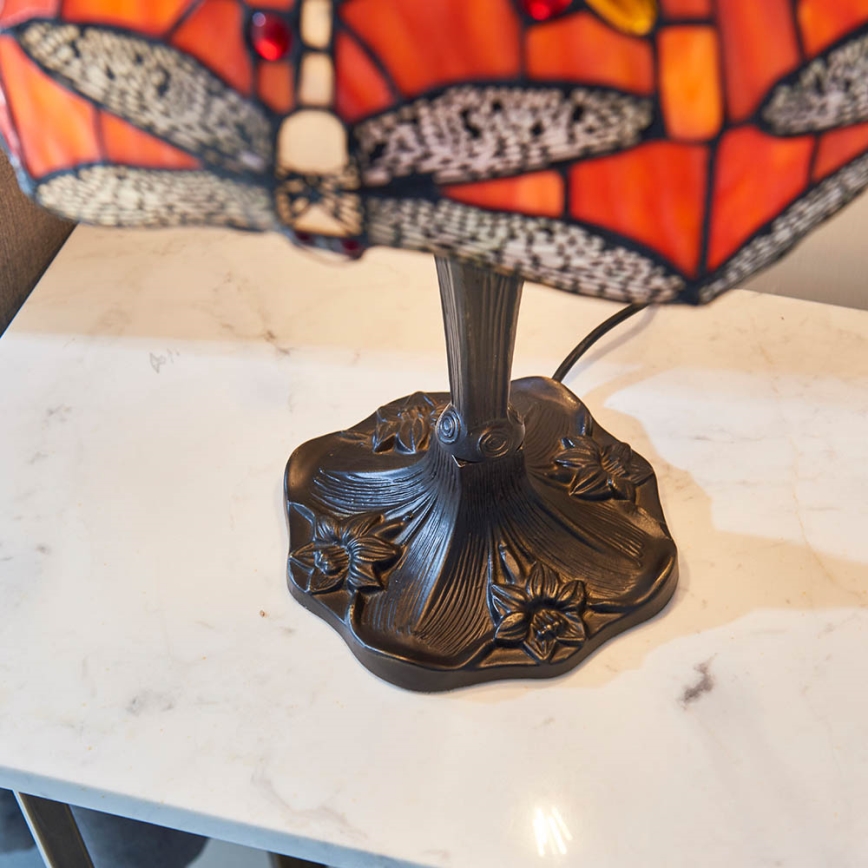 Endon 64093 - Candeeiro de mesa Tiffany DRAGONFLY, 2x E27/60W/230V, Ø 41 cm