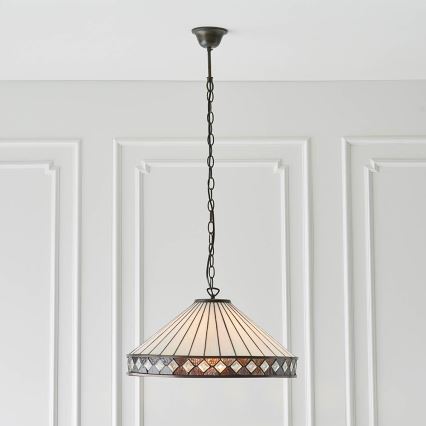 Endon 64147 - Lustre com corrente Tiffany FARGO 1xE27/60W/230V, diâmetro 50 cm