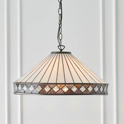 Endon 64147 - Lustre com corrente Tiffany FARGO 1xE27/60W/230V, diâmetro 50 cm