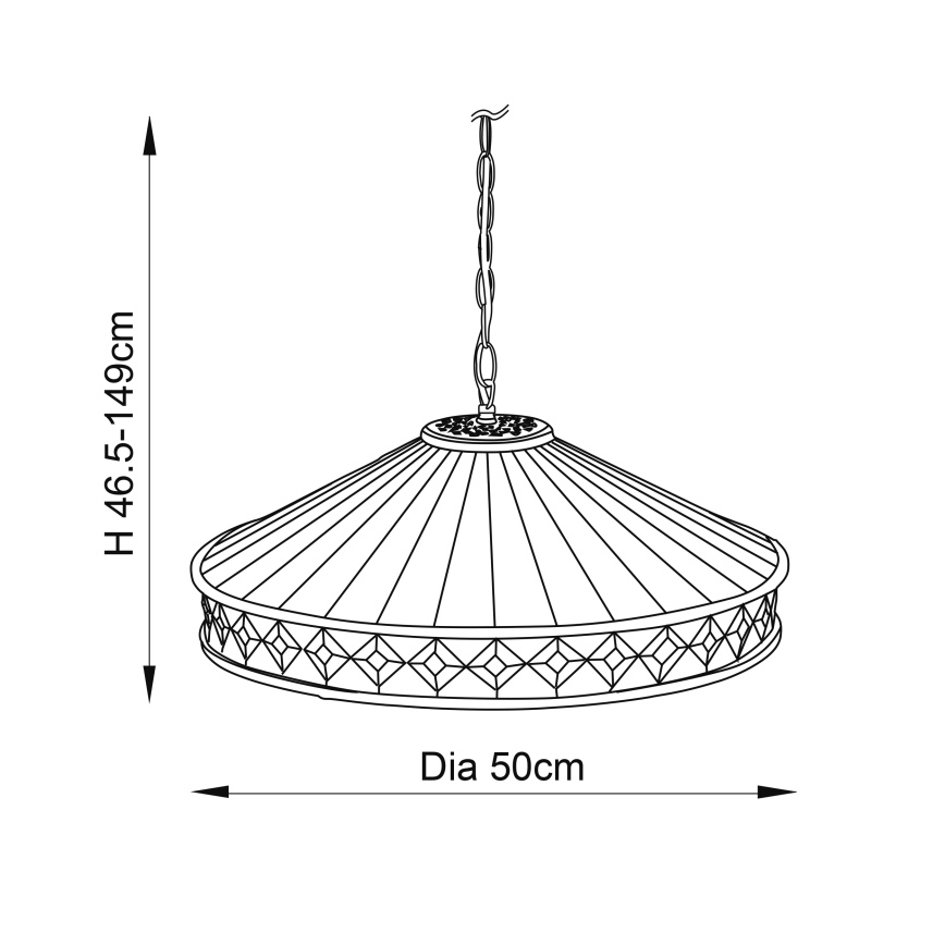Endon 64147 - Lustre com corrente Tiffany FARGO 1xE27/60W/230V, diâmetro 50 cm