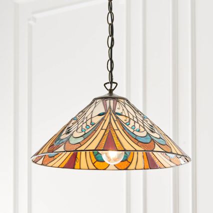 Endon 64162 - Lustre com corrente Tiffany HECTOR, 1xE27/60W/230V, Ø 40 cm