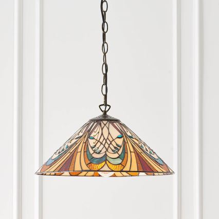 Endon 64162 - Lustre com corrente Tiffany HECTOR, 1xE27/60W/230V, Ø 40 cm
