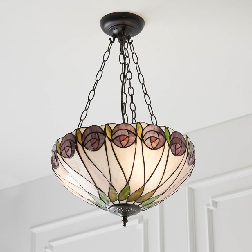 Endon 64175 - Lustre suspenso por corrente Tiffany HUTCHINSON 3xE27/60W/230V Ø 40 cm