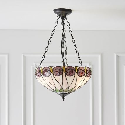 Endon 64175 - Lustre suspenso por corrente Tiffany HUTCHINSON 3xE27/60W/230V Ø 40 cm