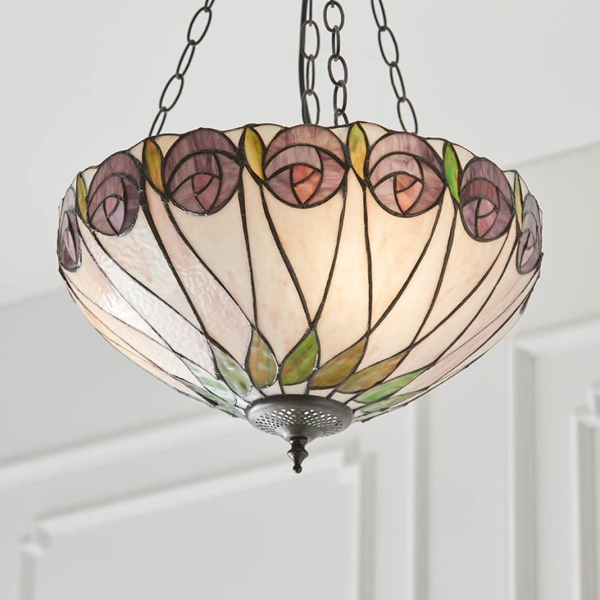 Endon 64175 - Lustre suspenso por corrente Tiffany HUTCHINSON 3xE27/60W/230V Ø 40 cm