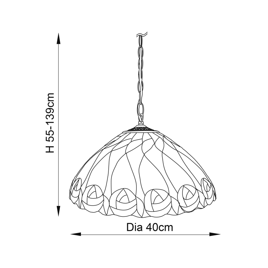 Endon 64176 - Lustre de corrente Tiffany HUTCHINSON 1xE27/60W/230V Ø 40 cm