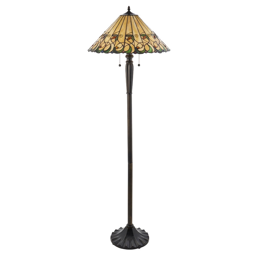 Endon 64192 - Candeeiro de pé Tiffany JAMELIA 2xE27/60W/230V, diâmetro 50 cm