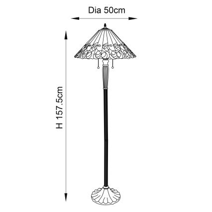 Endon 64192 - Candeeiro de pé Tiffany JAMELIA 2xE27/60W/230V, diâmetro 50 cm