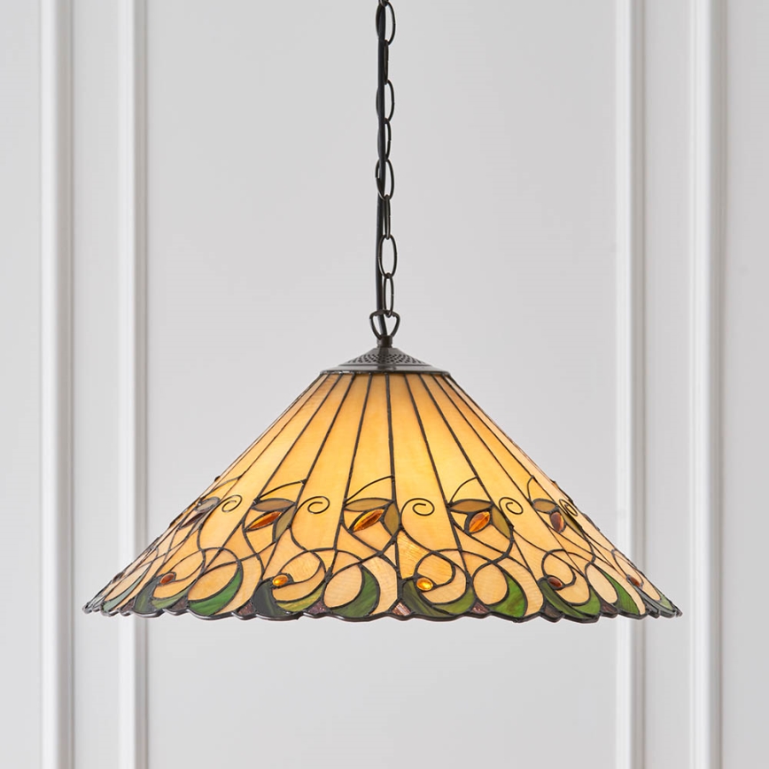 Endon 64194 - Lustre com corrente Tiffany JAMELIA 3xE27/60W/230V diâmetro 50 cm