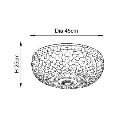 Endon 64276 - Candeeiro de teto Tiffany MILLE FEUX 2xE27/60W/230V, diâmetro 45 cm