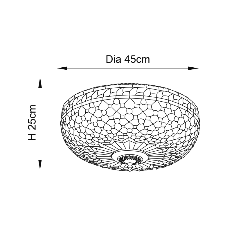 Endon 64276 - Candeeiro de teto Tiffany MILLE FEUX 2xE27/60W/230V, diâmetro 45 cm