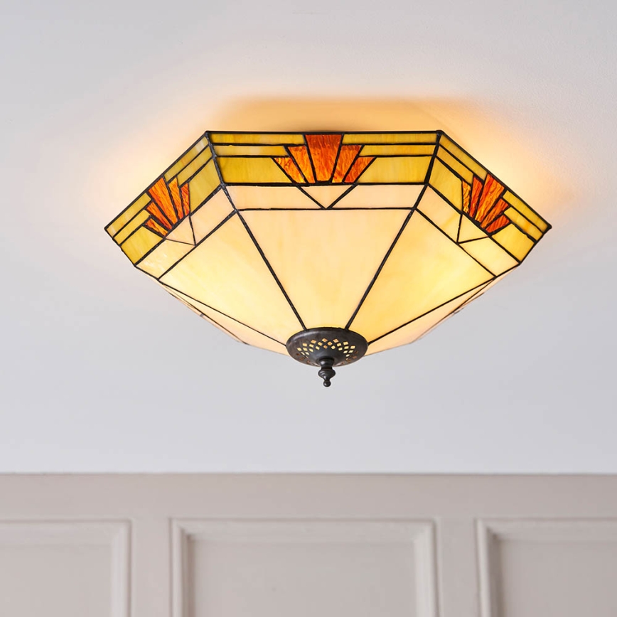 Endon 64284 - Candeeiro de tecto Tiffany NEVADA 2xE27/60W/230V, diâmetro 40 cm