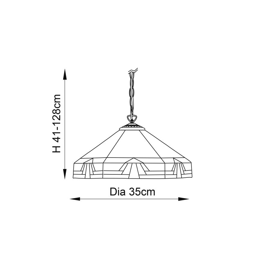 Endon 64285 - Lustre com corrente Tiffany NEVADA 1xE27/60W/230V Ø 35 cm
