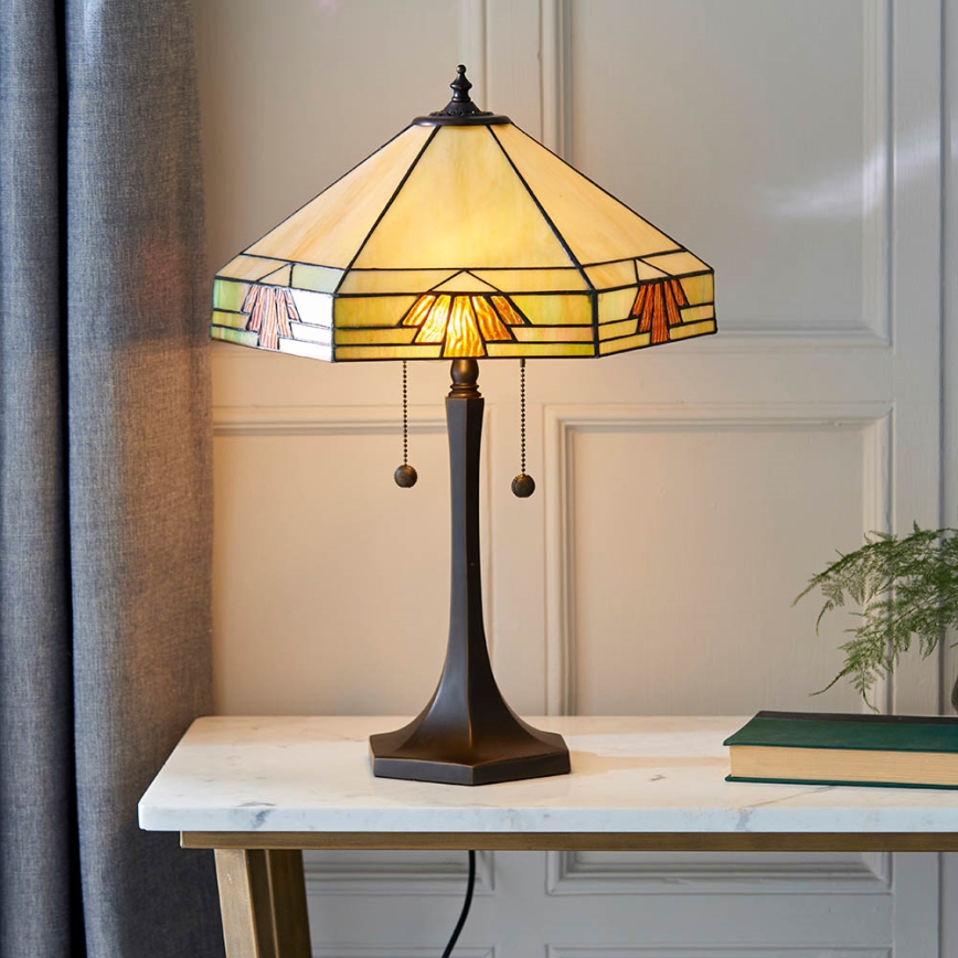 Endon 64286 - Candeeiro de mesa Tiffany NEVADA 2xE27/60W/230V Ø 40 cm