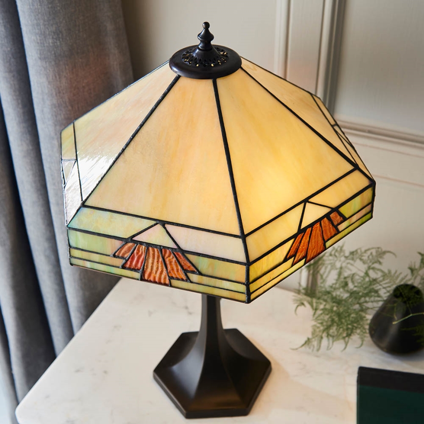 Endon 64286 - Candeeiro de mesa Tiffany NEVADA 2xE27/60W/230V Ø 40 cm