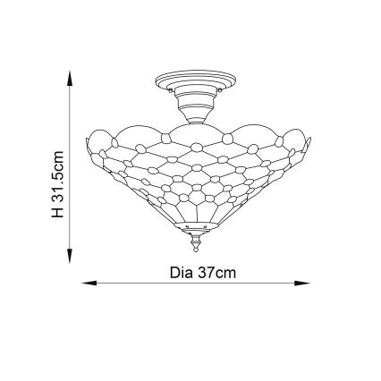 Endon 64300 - Lustre de tecto de superfície Tiffany PEARL 3xE27/60W/230V Ø 37 cm