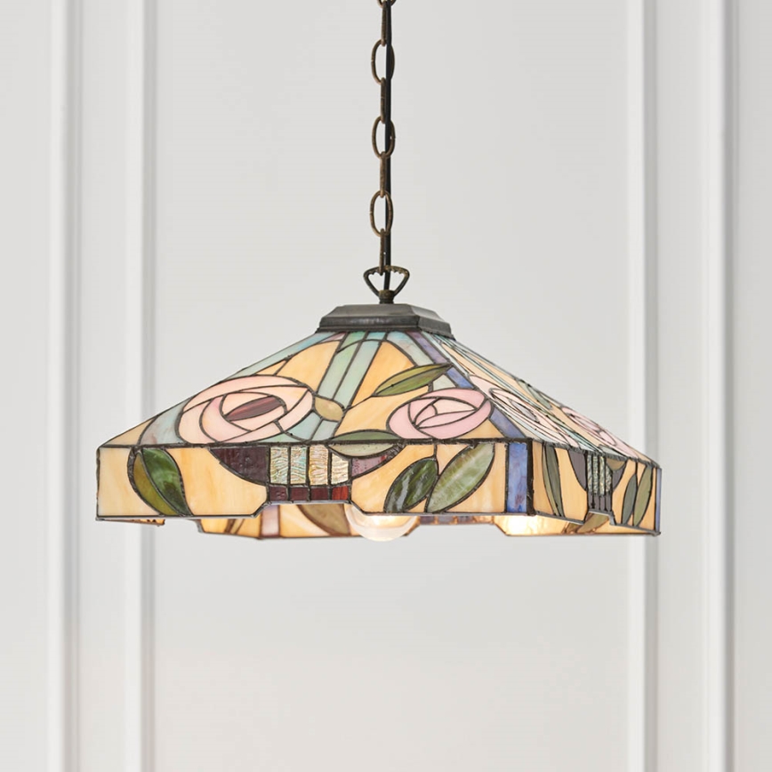Endon 64385 - Lustre com corrente Tiffany WILLOW 1xE27/60W/230V Ø 35 cm