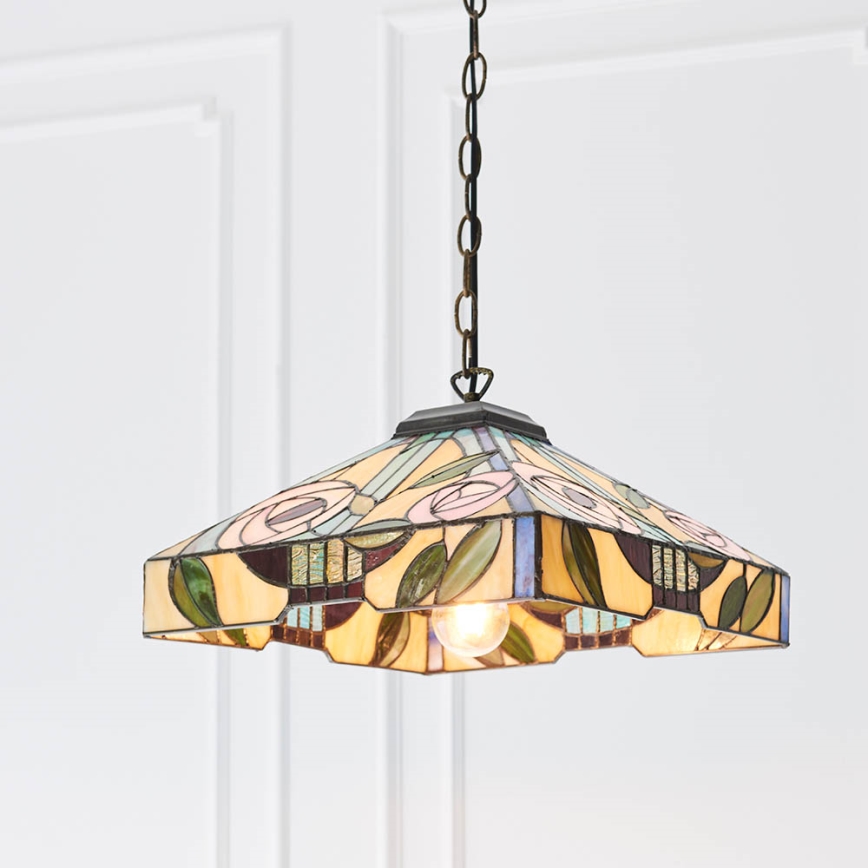 Endon 64385 - Lustre com corrente Tiffany WILLOW 1xE27/60W/230V Ø 35 cm