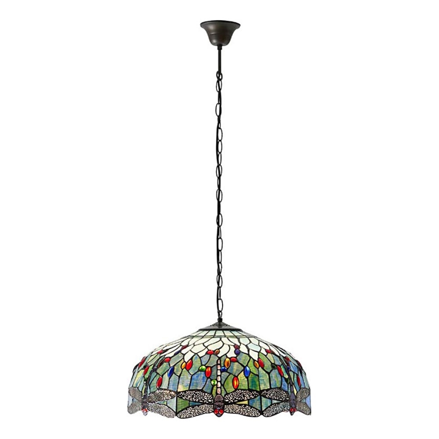 Endon 66148 - Lustre em corrente Tiffany DRAGONFLY 3xE27/60W/230V Ø 50 cm