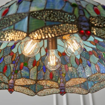 Endon 66148 - Lustre em corrente Tiffany DRAGONFLY 3xE27/60W/230V Ø 50 cm