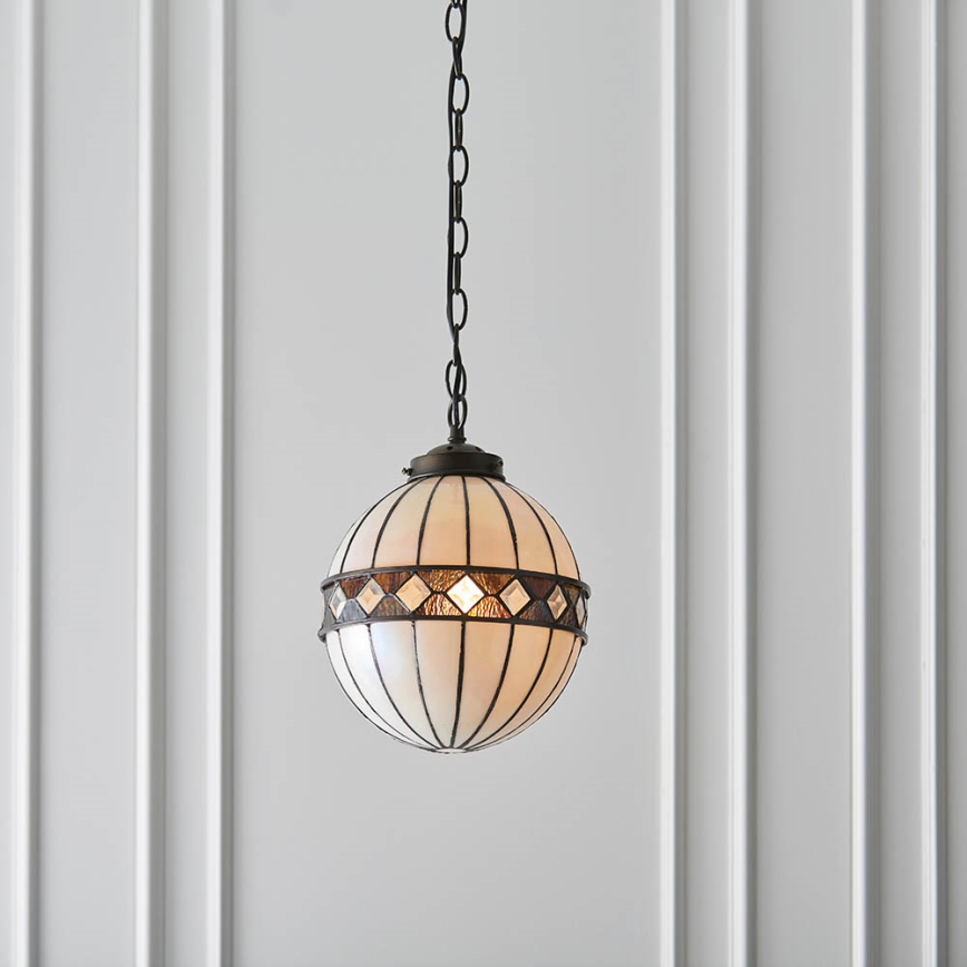 Endon 67044 - Lustre suspenso com corrente Tiffany FARGO 1xE14/40W/230V diâmetro 25,5 cm
