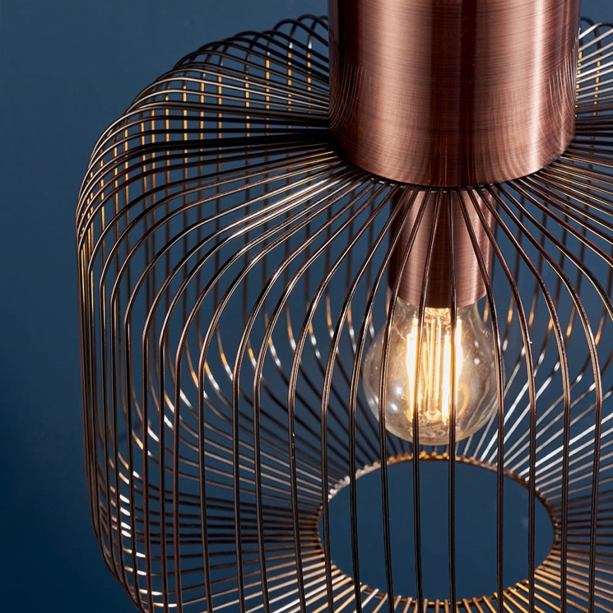 Endon 68986 - Pendente em cabo NICOLA 1xE27/40W/230V cobre