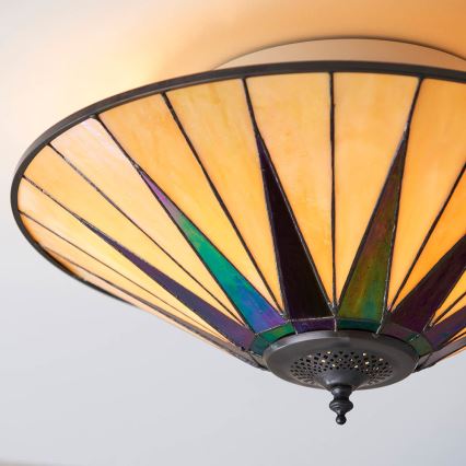 Endon 70240 - Candeeiro de teto Tiffany DARK STAR 2xE27/40W/230V, diâmetro 49 cm