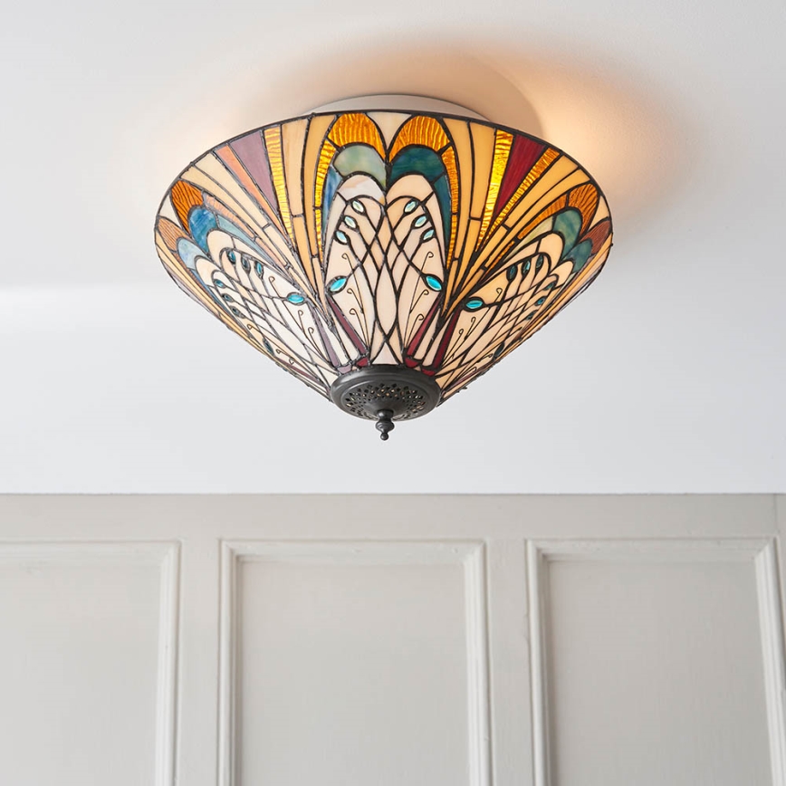 Endon 70241 - Candeeiro de tecto Tiffany HECTOR 2xE27/60W/230V Ø 40 cm