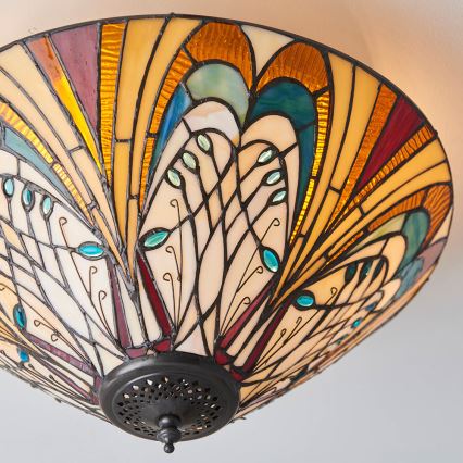 Endon 70241 - Candeeiro de tecto Tiffany HECTOR 2xE27/60W/230V Ø 40 cm