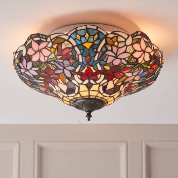 Endon 70709 - Candeeiro de tecto Tiffany SULLIVAN 2xE27/60W/230V Ø 40 cm