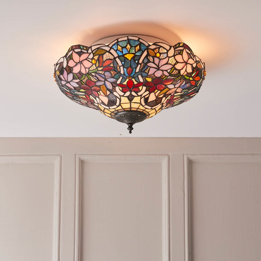 Endon 70709 - Candeeiro de tecto Tiffany SULLIVAN 2xE27/60W/230V Ø 40 cm