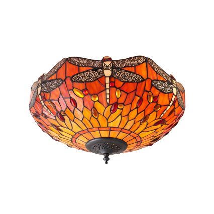 Endon 70721 - Candeeiro de teto Tiffany DRAGONFLY 2xE27/60W/230V, Ø 41 cm