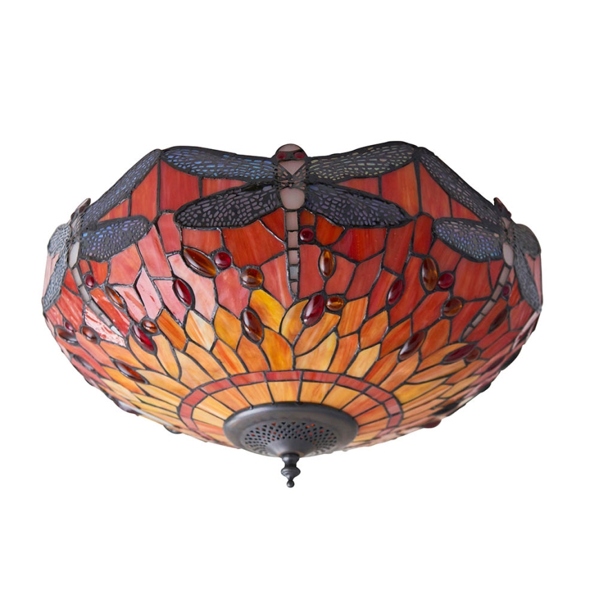 Endon 70721 - Candeeiro de teto Tiffany DRAGONFLY 2xE27/60W/230V, Ø 41 cm