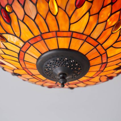 Endon 70721 - Candeeiro de teto Tiffany DRAGONFLY 2xE27/60W/230V, Ø 41 cm